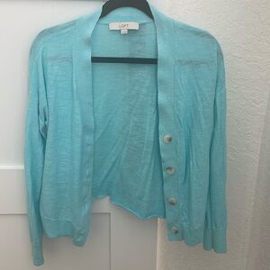 Cropped turquoise lightweight sweater